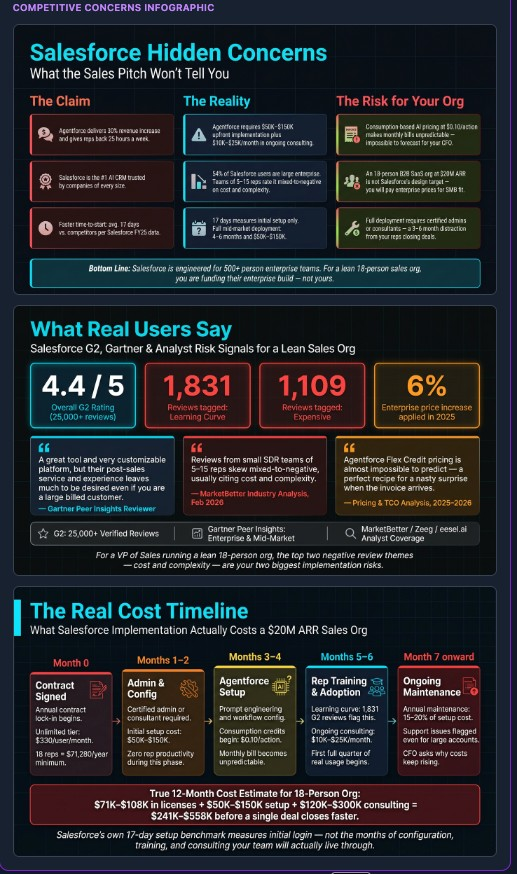 GTMRevenu.ai Competitive Concerns Infographic — Salesforce Hidden Concerns analysis